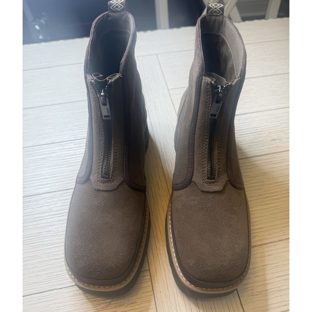 UGG NEW Women's Cityfunc Front‎ Zip Platform Boots 1158194 Hickory Brown Sz 9.5